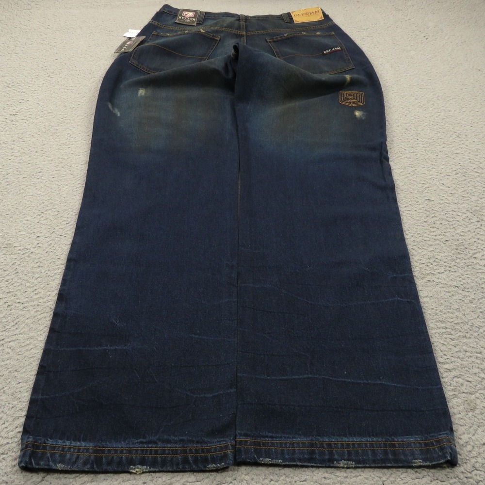 Baggy Jeans Men 36 Skater Y2K Grunge 10" Leg Opening Pipes Embroidered Jeezy DMX